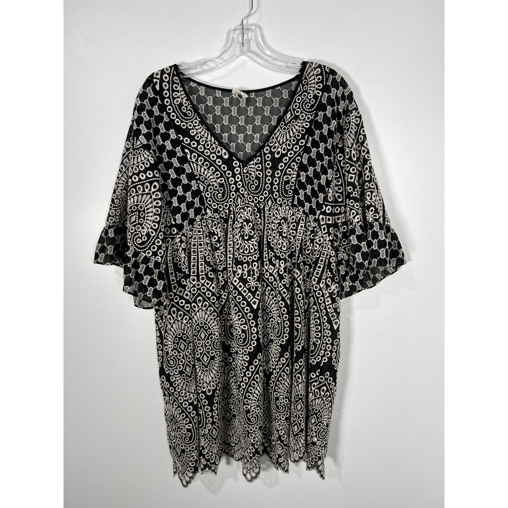 Anthropologie Brooke Eyelet Swing Dress by Akemi + Kin Black Boho Oversized 2